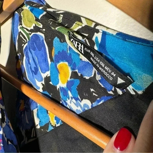 NEW  ZARA floral print Assymetrical top 8784/671 xxl - Picture 7 of 9